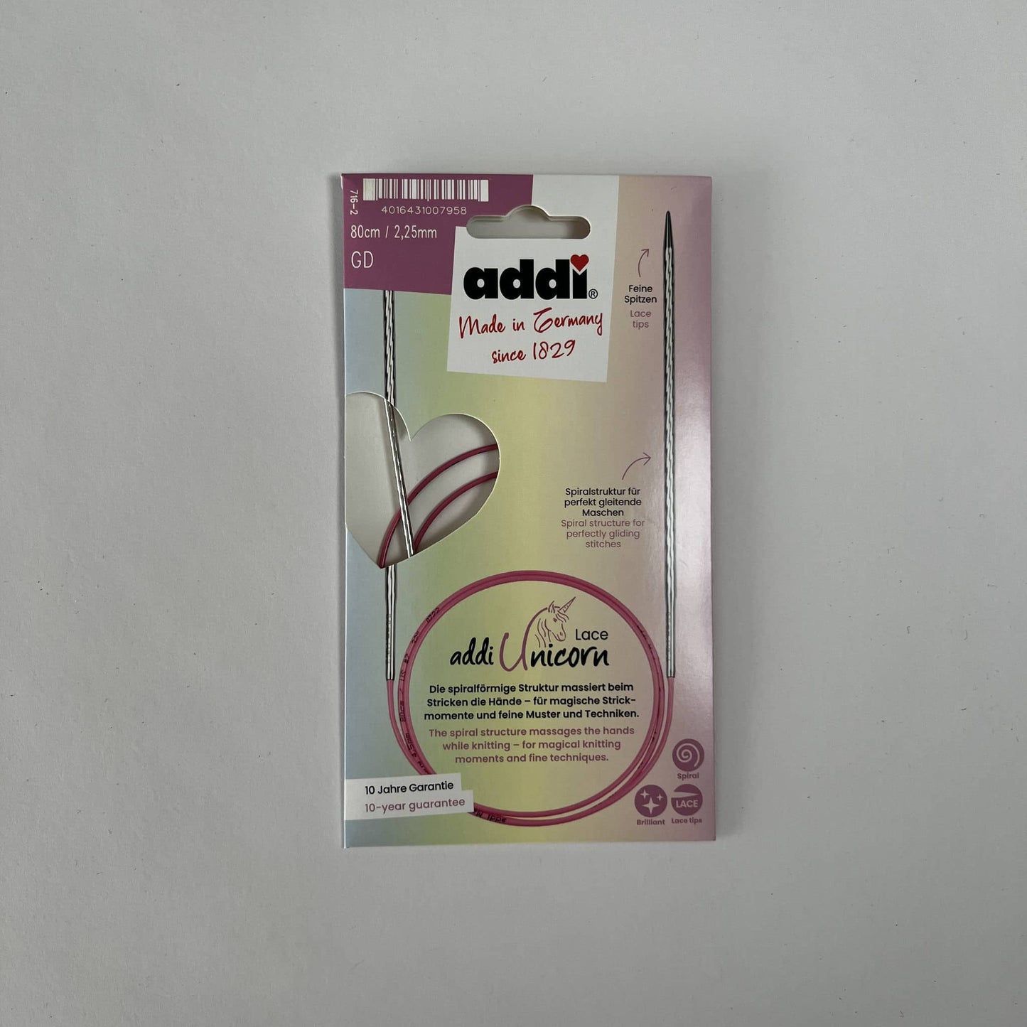 Rundstricknadel - addi Unicorn Lace | 2,25mm 80cm