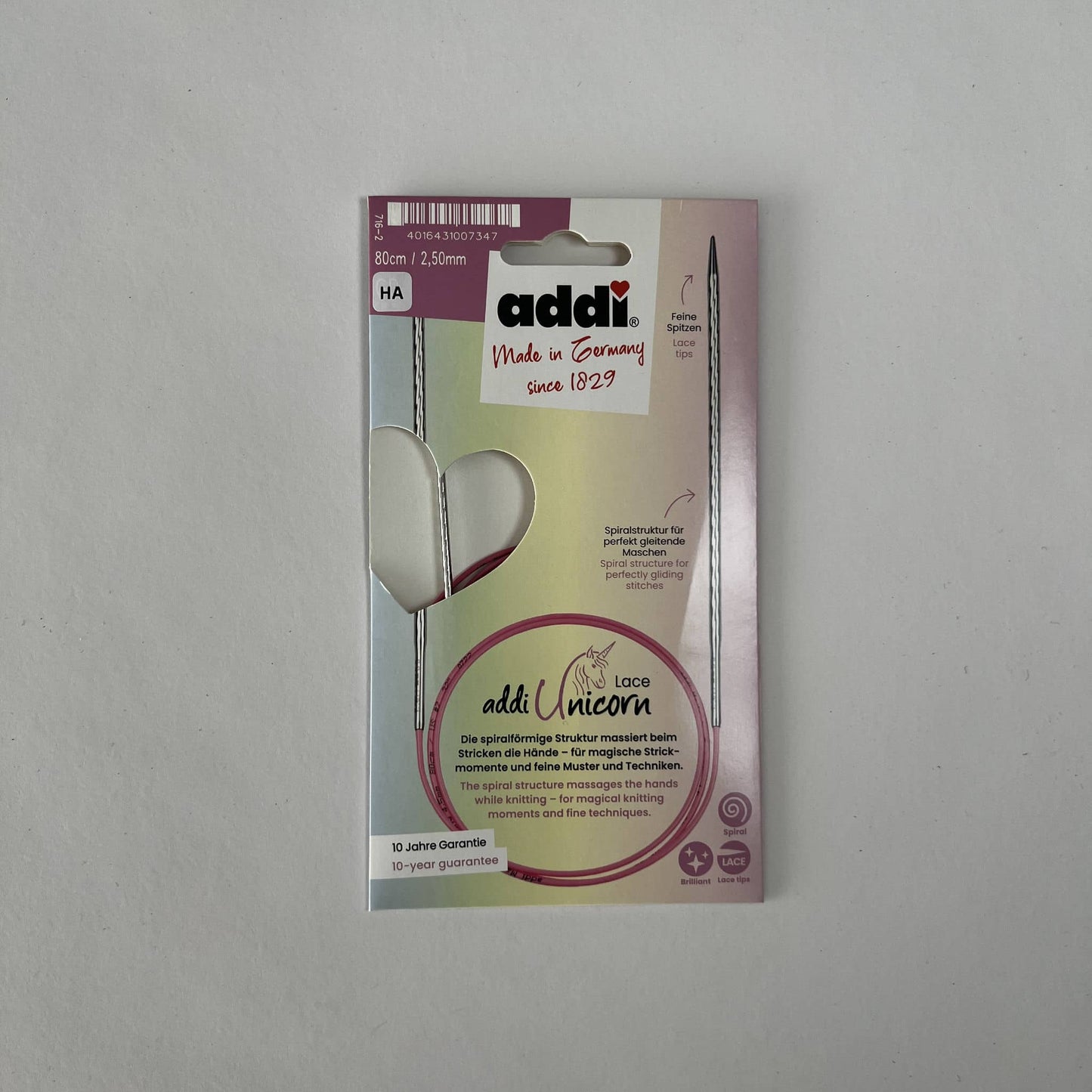 Rundstricknadel - addi Unicorn Lace | 2,5mm 80cm